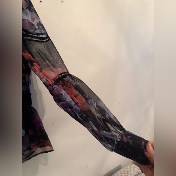 Ted Baker Black Floral Sheer Blouse - Picture 9 of 12
